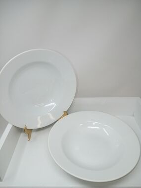 Classic White Vertex Porcelain Soup Bowls - Set of 2
